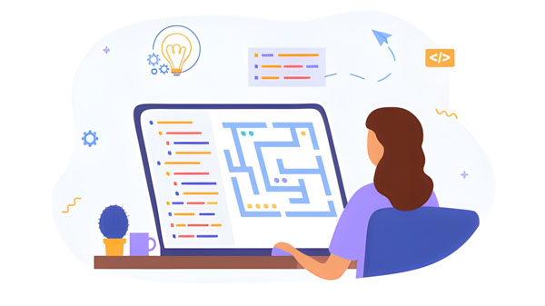 Seorang animator online sedang membuat animasi digital di laptop menggunakan tablet grafis di ruang kerja rumah yang kreatif.